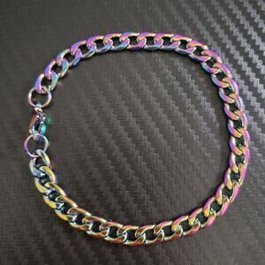 Stainless steel 6.5mm cuban chain rainbow multicolor bracelet